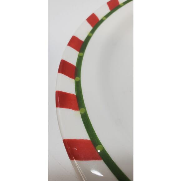 Pier 1 Hand Painted Ironstone Christmas Tree/Candy Cane Salad Plate (Set of 2) - Picture 4 of 5
